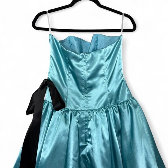 Vintage Gunne Sax Jessica McClintock Satin Babydoll Dress Sz 7 Blue Y2K Prom - Picture 9 of 14